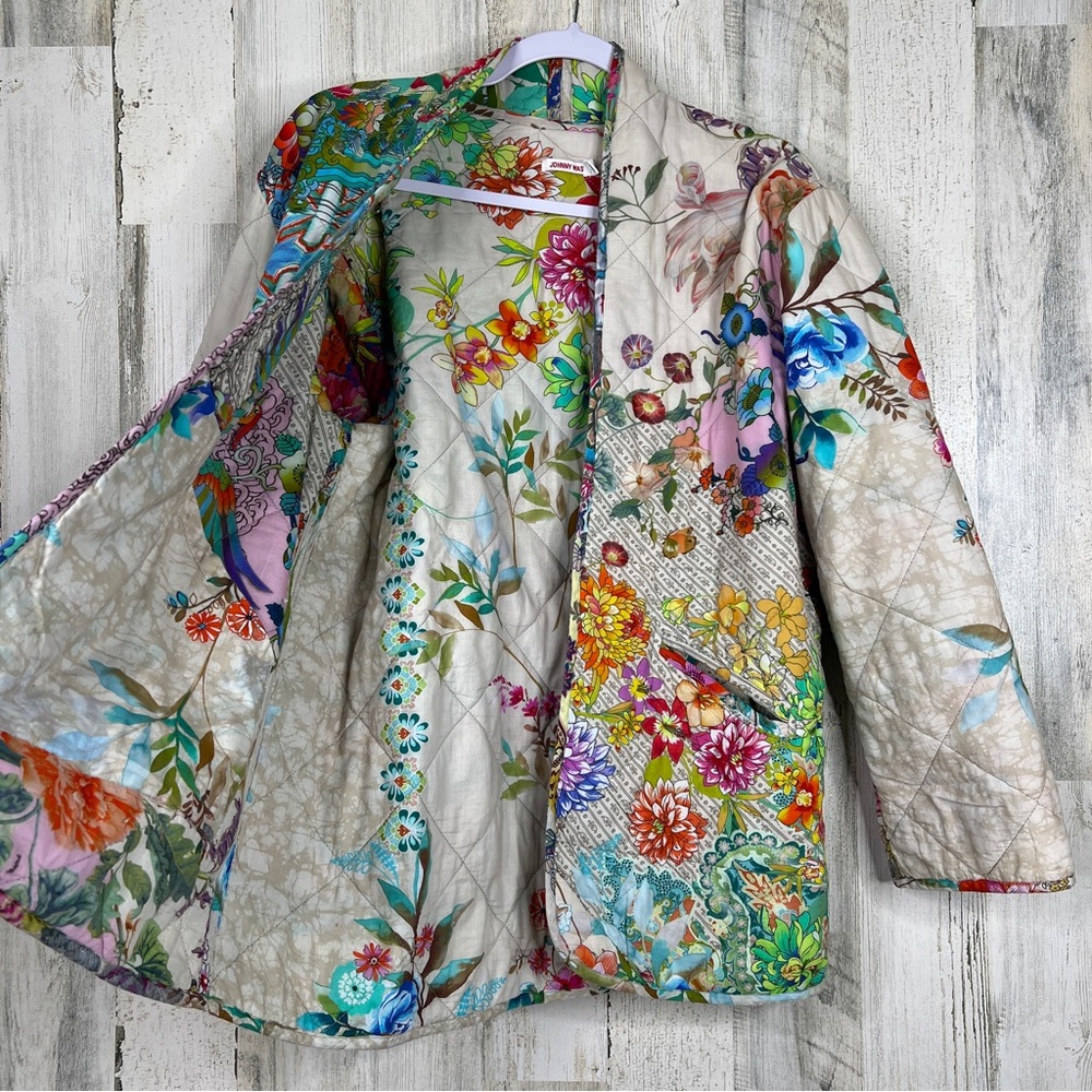 Johnny Was Reversible Dreamer‎ Quilted Jacket M Medium Blooming Floral Patchwork - Picture 9 of 17